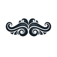 Elegant black and blue ornamental flourish design with swirling patterns, perfect for decorative purposes. symmetrical motif adds touch of sophistication and style png