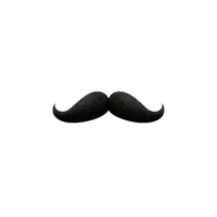 Black vintage style mustache illustration on transparent background, often used for playful or retro themed designs. simple and classic shape adds touch of humor and nostalgia png