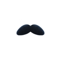 Black mustache illustration on transparent background, showcasing classic and simple design. mustache is symmetrical and has slightly curved shape, often associated with vintage or retro styles png