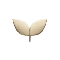 Gold leaf logo with two symmetrical leaves on transparency background, symbolizing nature and elegance. minimalist design conveys sense of balance and harmony png