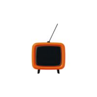 Retro orange television with antenna evokes nostalgia and vintage charm. classic design and bold color make it standout piece, reminiscent of mid 20th century style png