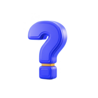 Shiny blue 3D question mark stands upright, symbolizing curiosity and inquiry. vibrant color and smooth texture give it modern, digital appearance, perfect for educational or tech related themes png