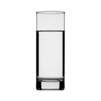 Clear glass filled with water stands against plain background, showcasing its transparency and simplicity. minimalist design highlights purity and clarity of water png