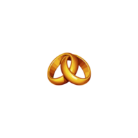 dois entrelaçados ouro Casamento argolas simbolizar amor e compromisso, frequentemente usava dentro Casamento temas e romântico projetos. brilhante metálico textura acrescenta elegância e atemporalidade png
