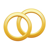 dois intertravamento ouro argolas simbolizar unidade e compromisso, frequentemente associado com casamento e parceria. brilhante, metálico aparência acrescenta elegância e significado para Projeto png