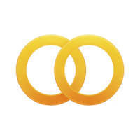 Two interlocking golden rings symbolize unity and commitment, often associated with marriage or partnership. bright gold color conveys sense of elegance and timelessness png