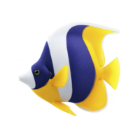 Vibrant, colorful tropical fish with blue, white, and yellow stripes, showcasing its unique pattern and bright colors. fish elegant fins and smooth texture add to its beauty png