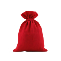 Vibrant red fabric bag with drawstring closure, perfect for gifts or storage. texture is soft and color is eye catching, making it ideal for festive occasions png