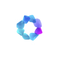 circular arranjo do abstrato, translúcido formas dentro tons do azul e roxa cria moderno, artístico Projeto. gradiente cores mistura perfeitamente, formando visualmente atraente padronizar png