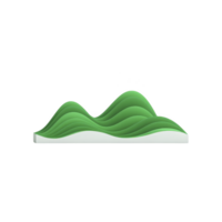Series of smooth, green, wave like shapes create abstract landscape against transparency background, evoking sense of calm and tranquility png