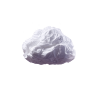 Crumpled white paper ball isolated on transparency background, resembling cloud. texture and shape create abstract and creative visual, evoking sense of imagination png
