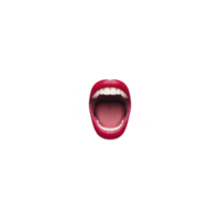 Vibrant image of open mouth with red lips and white teeth, isolated on transparency background, creates bold and expressive visual png