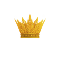 Golden crown with intricate leaf patterns symbolizes royalty and elegance. detailed design and vibrant gold color evoke sense of luxury and power, making it striking emblem of authority png