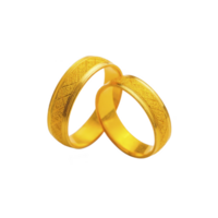 Two intricately designed gold rings with textured pattern symbolize love and commitment. elegant craftsmanship and warm golden hue make them perfect for weddings or anniversaries png