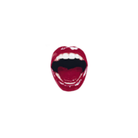 Vibrant image of open mouth with glossy red lips, showcasing teeth and tongue against transparency background, creating bold and expressive visual png