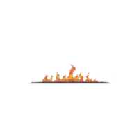 Line of vibrant orange and yellow flames dances against transparency background, creating striking contrast. fire appears dynamic and intense, evoking sense of warmth and energy png