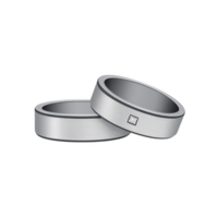 Two elegant silver wedding bands with minimalist design and small diamond accent symbolize love and commitment. rings sleek and modern style adds touch of sophistication png