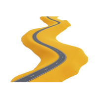 Winding road stretches through vibrant yellow landscape, creating striking contrast. road curves suggest journey through surreal, abstract environment png