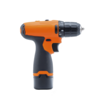 Cordless orange and black power drill with sleek design, featuring comfortable grip and adjustable settings, ideal for home improvement and construction projects png