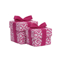 Two beautifully wrapped pink gift boxes with intricate patterns and matching ribbons are stacked together, creating festive and joyful atmosphere. Perfect for celebrations and special occasions png