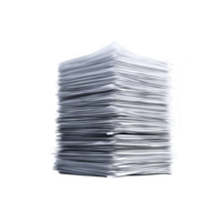 Tall stack of white paper sheets is neatly piled, creating sense of organization and abundance. papers are aligned, forming clean and crisp appearance against plain background png