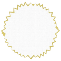 Round, textured white badge with jagged gold border, resembling seal or award, is displayed. design is simple and elegant, suitable for certificates or decorative purposes png