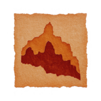 Textured, abstract artwork features layered shades of brown and orange, resembling mountainous landscape. rough edges and gradient colors create warm, earthy feel png