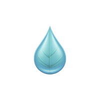 Blue, stylized leaf icon with glossy finish and pointed tip, symbolizing nature and freshness. design is simple and modern, suitable for eco friendly themes png