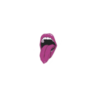 Vibrant illustration of open mouth with pink tongue sticking out, set against transparency background. lips are colored in bold pink, creating striking contrast png