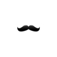 Black mustache illustration on transparent background, symbolizing masculinity and style. simple design is often used in logos, icons, or as playful graphic element png