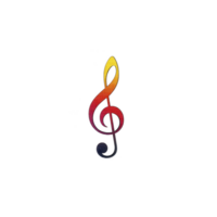 Colorful treble clef symbol with gradient of yellow, red, and black on transparency background, representing music and creativity png