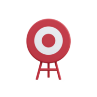 Red and white target sign stands on small easel, featuring bold circular design. vibrant colors and simple structure make it ideal for games or archery practice png