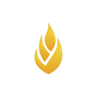 Sleek, abstract yellow flame logo design on transparency background, symbolizing energy and creativity. minimalist style and vibrant color convey warmth and innovation png