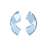 Broken, transparent glass sphere is shattered into four pieces against transparency background, symbolizing fragility and destruction. shards reflect light, creating striking visual contrast png