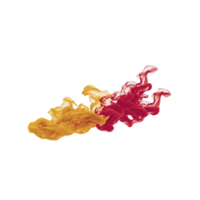 Vibrant red and yellow ink swirling in water creates dynamic and colorful abstract pattern. fluid motion and vivid colors evoke sense of creativity and energy png