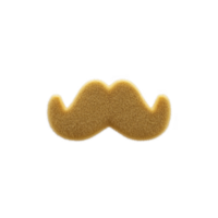 Fluffy, brown mustache with classic curled design, isolated on transparency background, evokes playful and whimsical feel. Perfect for costume or novelty use png