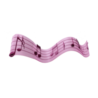 Wavy pink musical staff with notes creates dynamic and artistic representation of music. vibrant color and flowing design evoke sense of creativity and rhythm png
