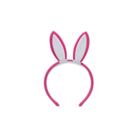 Pink and white bunny ears headband with playful design, perfect for costumes or festive occasions. headband features soft, plush material for comfortable wear png
