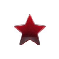 Shiny red star with glossy finish and subtle glitter effect, isolated on transparency background, perfect for festive decorations or graphic design elements png
