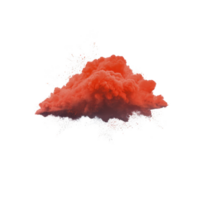 Vibrant red cloud of smoke billows against transparent background, creating dynamic and dramatic visual effect. cloud texture and color evoke sense of energy and movement png
