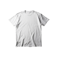 Plain white t shirt is displayed against transparency background, showcasing its simple design and casual style. shirt is short sleeved and made of cotton, ideal for everyday wear png
