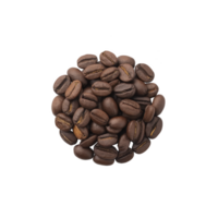 fechar acima do assado café feijões arranjado dentro circular padrão, exibindo seus rico Castanho cor e suave textura. imagem luzes aromático e convidativo natureza do café png