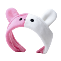 Cute, plush headband with pink and white bear ears and playful face design, perfect for adding fun touch to any outfit or for use in skincare routines png