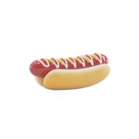 Delicious hot dog topped with ketchup and mustard in soft bun, isolated on transparency background. vibrant colors and appetizing appearance make it perfect for food related content png