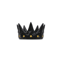 Black crown with sharp points and gold accents, symbolizing power and elegance, is set against plain background. crown sleek design and glossy finish add modern touch png