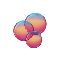 Colorful overlapping soap bubbles with gradient of pink, orange, and blue hues create whimsical and dreamy effect against transparent background png