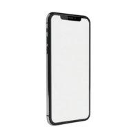 Sleek, modern smartphone with blank screen is displayed at angle, showcasing its minimalist design and thin profile. device is set against plain background png