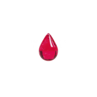 Vibrant red teardrop shaped gemstone with glossy surface, isolated on transparency background, showcasing its clarity and rich color. Perfect for jewelry design or gemology studies png