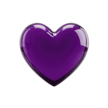 Shiny, purple heart shaped object with glossy finish, symbolizing love and affection. vibrant color and smooth surface create modern and elegant appearance png