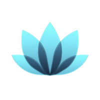 Stylized blue lotus flower with layered petals symbolizes tranquility and purity. gradient shades of blue create calming effect, often associated with meditation and wellness png